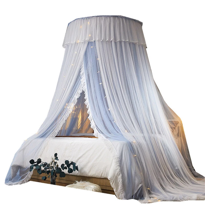 Double Layer Bed Curtain Princess Round Dome Bedding Mosquito Net Twin Home Chic - Image 4 of 4
