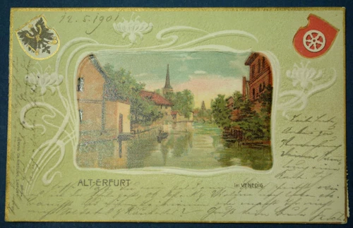 Old postcard GERMANY ALT ERFURT, im Venedig - stamp on the back ERFURT 12. 5. 01 (1901)