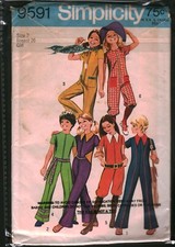 9591 Vintage Simplicity Sewing Pattern Girls 1970s Jumpsuit Two Lengths Romper 7