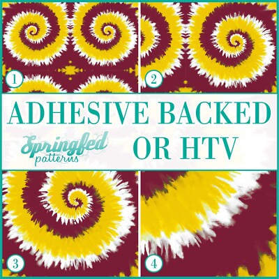 TIE-DYE Pattern MAROON, ATH GOLD & WHITE Adhesive or HTV Heat Transfer Vinyl