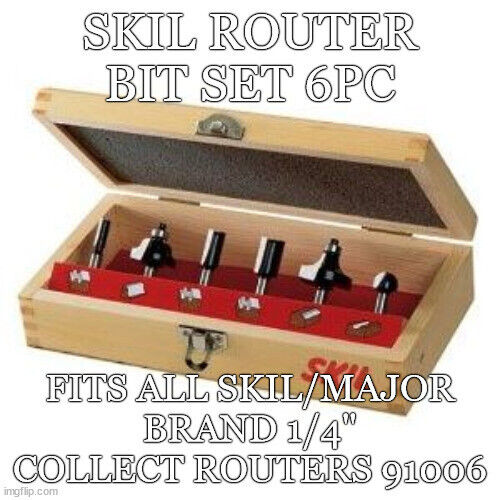 Skil Router Bit Set 6pc Fits All Skil/Major Brand 1/4