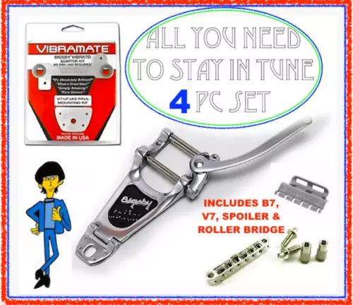 PRO DEAL! Bigsby B7, Vibe V7, Roller Bridge, Spoiler Gibson/Epi Les Paul guitars