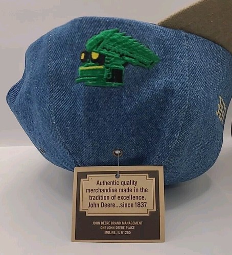 Vintage NWT John Deere Hat Cap SnapBack Blue Jean Tan Visor Embroidered Combine - Picture 11 of 11
