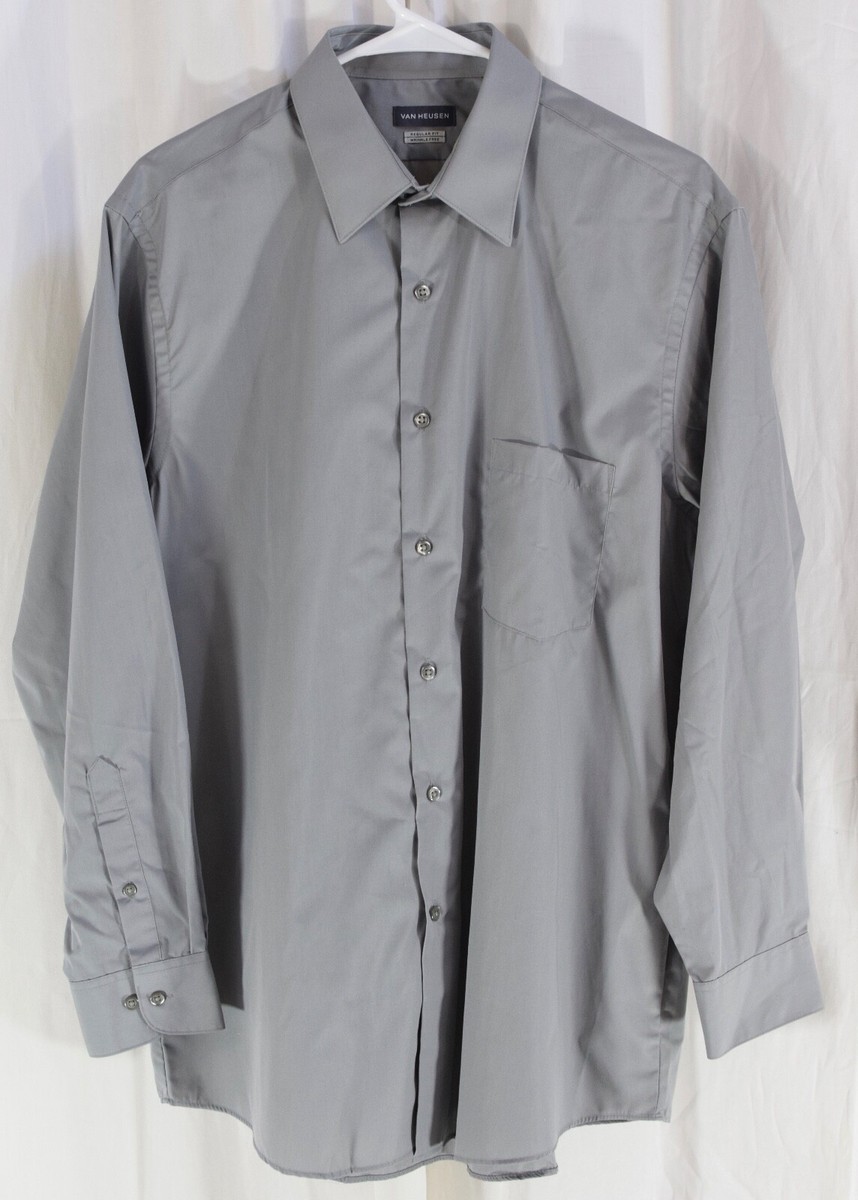 Van Heusen Men's Regular Fit Poplin Solid Dress Shirt Grey Size 16 32/33 | eBay Van Heusen Men's Regular Fit Poplin Solid Dress Shirt Grey Size 16 32/33 | eBay