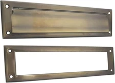 QCAA Solid Brass Mail Slot, 13" x 3.625", Antique Brass New With Back Plate