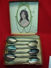 WILLIAM ROGERS (W.R.) CARNATION PATTERN SILVER PLATE - SIX (6) TEASPOONS - NICE