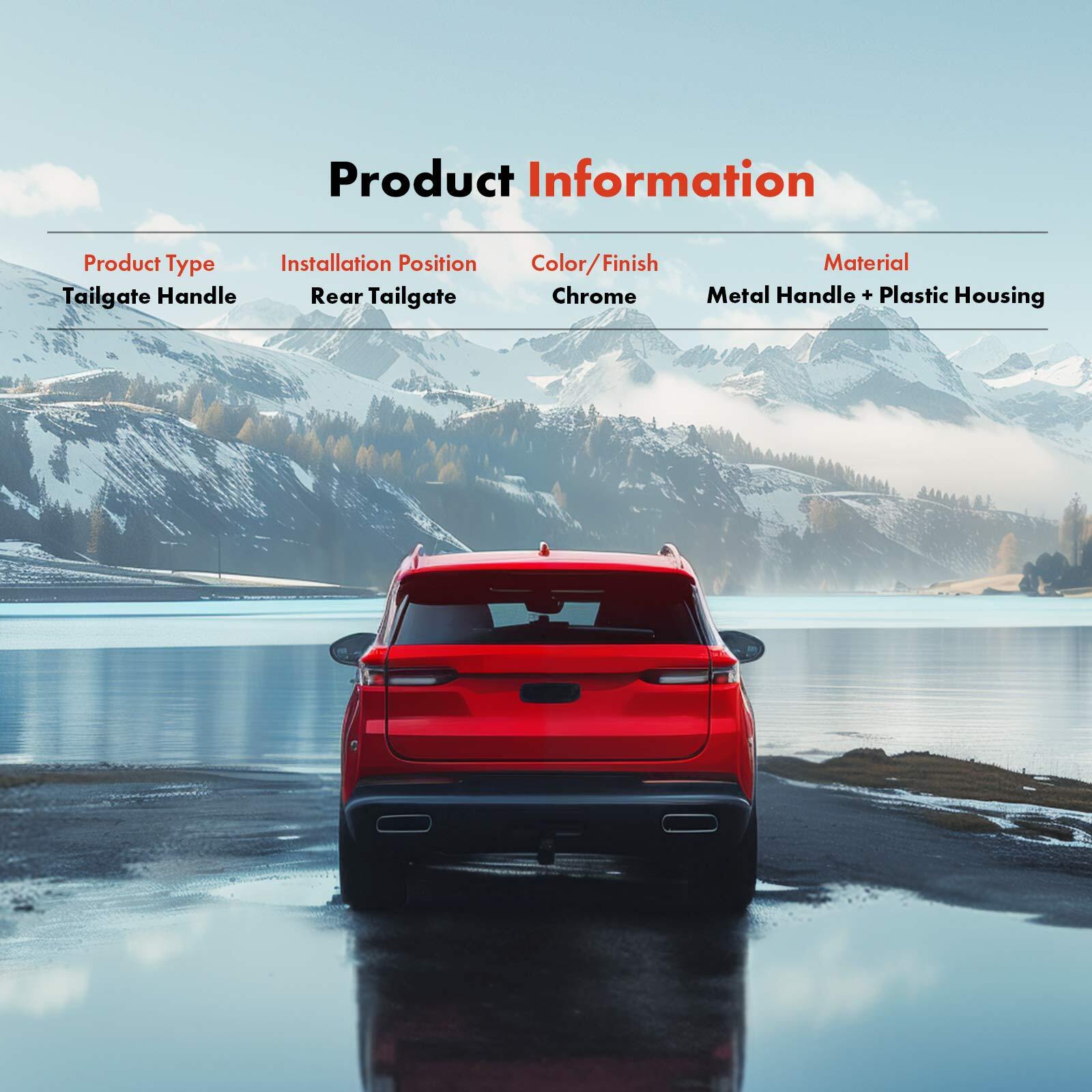 Upgraded Metal Chrome Tailgate Handle with Camera Hole for Ford F-150 2018-2024