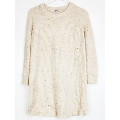 Madewell xs knit wool blend long sweater short dress donegal pearl