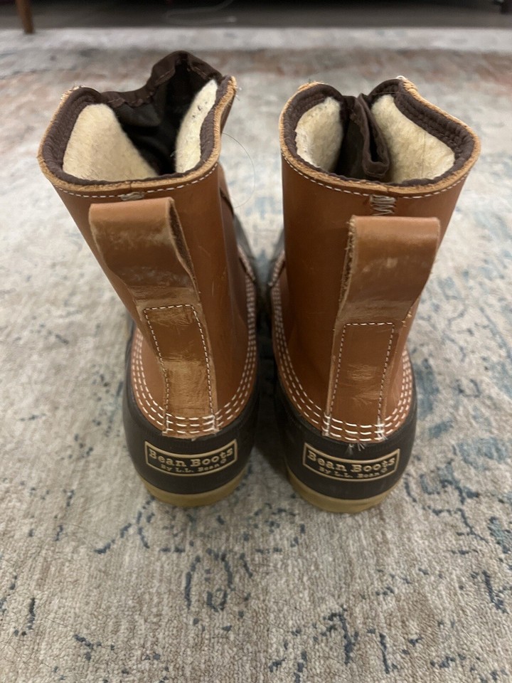 Vintage LL Bean Zip Up Shearling Lined Leather Mens 11 M Maine Duck