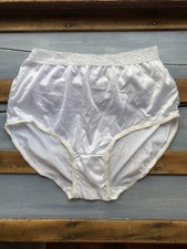 Vintage Hanes Nylon Granny Sissy Panties White  Ivory, Lace Waistband Med 6