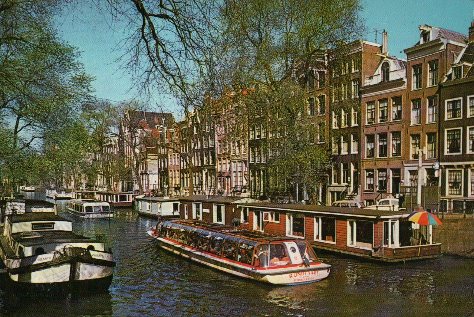 House Boats in the Canal Amsterdam Netherlands, Holland --- Continental Postcard