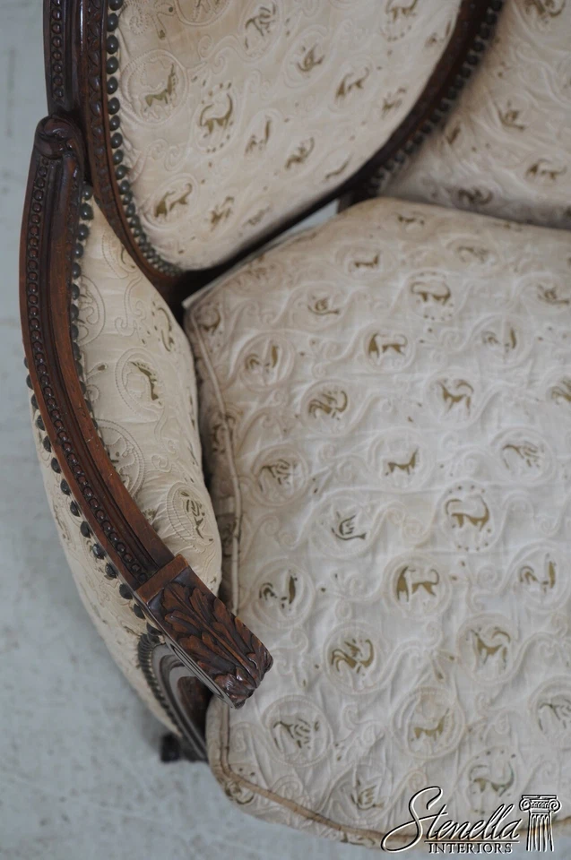 F64807EC: Sofá tapizado con marco tallado vintage francés Luis XV Foto 4 de 4