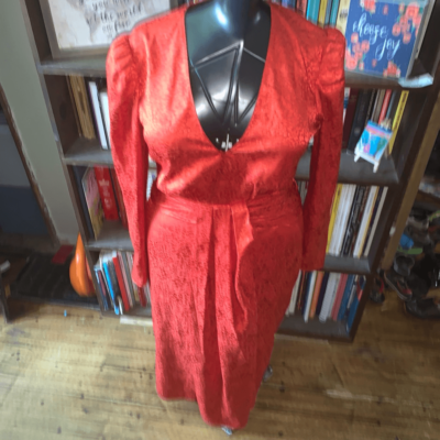 Saylor Farrow V-neck night out long sleeve Flame midi dress | eBay