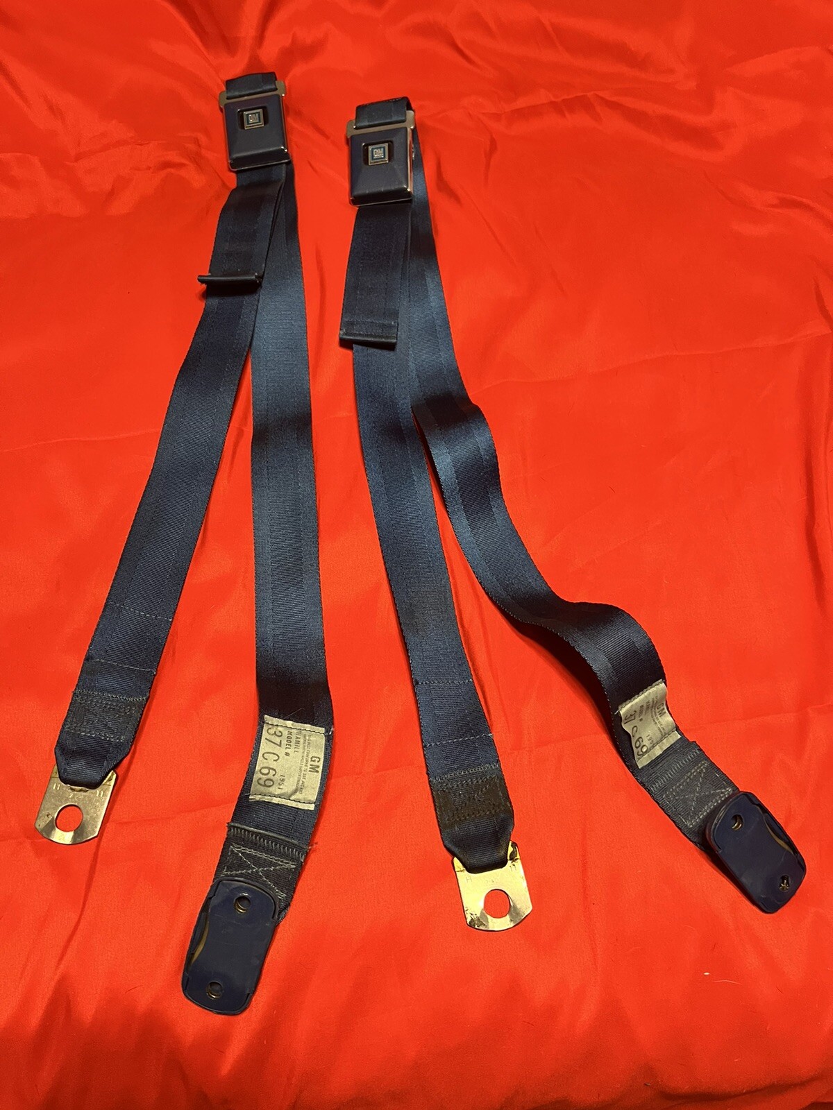 2 Blue Deluxe GM Shoulder Seat Belt 6672 Chevy Olds Pontiac GTO Nova