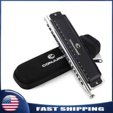 CONJURER Chromatic Harmonica 16 Hole 48 Tones Professional Mouth Organ Case Gift