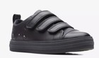 BNIB Clarks Kids FLARE BRIGHT K Black Leather Gloform Light Up Shoes