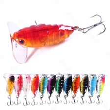 12PCS 4cm/4.4g Insect Cicada Fishing Lure Crankbait Bass Topwater Bait Tackle