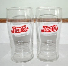 2 Vintage Pepsi Cola 10 oz Fountain Lunch counter glasses w/ syrup line