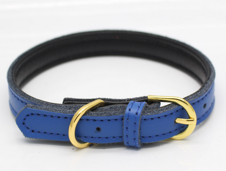 100% Genuine Leather Dog Pet Collar Soft Padded Comfortable Adjustable ...