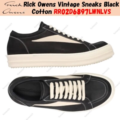 Rick Owens Vintage Sneaks サイズ42 国内定価16万円 Rick Owens Vintage Sneaks Black Cotton RR02D6897LWNLVS Men's