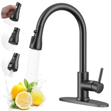 Matte Black Kitchen Faucet, Kitchen Sink Faucet with Pull Down Sprayer Single...
