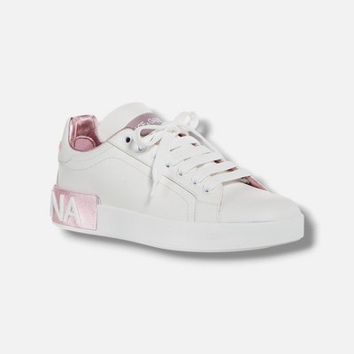 Dolce&Gabbana Women's White Portofino Leather Sneakers Shoes Size