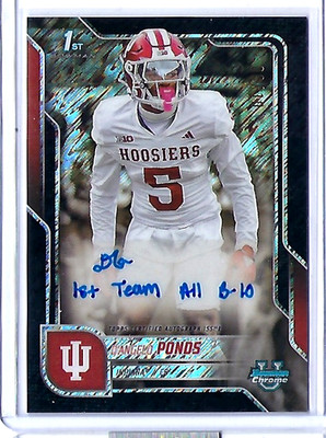 2025 Bowman Chrome U  D'Angelo Ponds Black Shimmer Inscribed Auto Indiana /10
