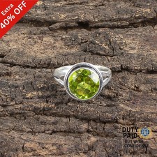 Valentines Deal 925 Silver Round Peridot Stone Mother Band Trendy Ring Jewelry