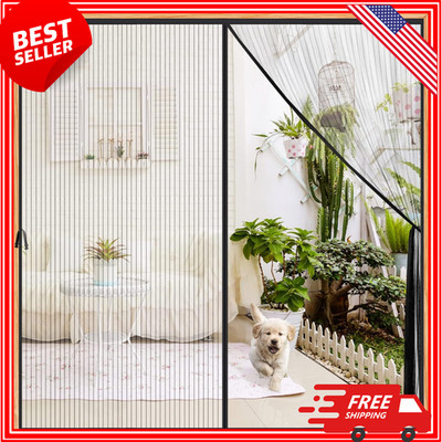 Magnetic Sliding Screen Door for 72x80 Inch Openings - Hands-Free Bug Protection