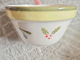 MASON CASH HOLLY & MISTLETOE S42 PUDDING BOWL CHRISTMAS GREEN BAND