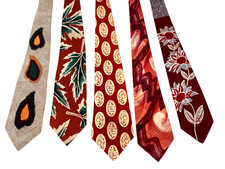 5X 1940s Vintage Men  s Neck Tie Lot  Swing Era Silk Rayon MCM Novelty Neckties