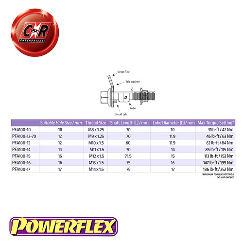 Powerflex Camber Bulloni 12mm x 60mm per Renault Clio 2 + 172, 182 98-12 - Foto 4 di 14
