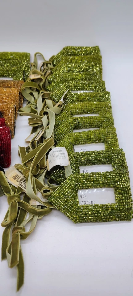 Adornos de marco de cuentas vintage etiquetas para regalos suministros marco de cuentas de Navidad 1 Foto 3 de 4