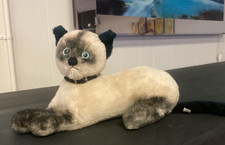 Vintage DAKIN Siamese Cat Realistic Plush Stuffed Animal Blue Eyes collar 14  