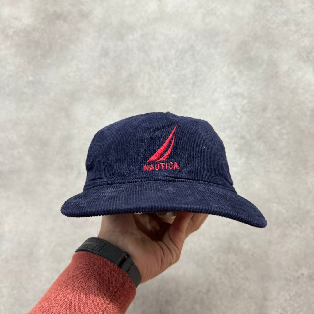 Gorra de béisbol Nautica para hombre ajustable de pana bordada sombrero de vela, azul marino