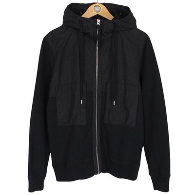 CP Company Hoodie Pullover schwarz diagonale Fleece-Brillengläser