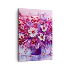 Quadro su Tela 50x70cm Impasto Fiori Rosa Stampe Immagini Quadri Moderni Murale