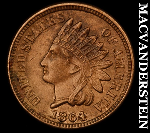 1864 Indian Head Cent- Cn- Choice Almost Uncirculated Semi Key No Reserve #J1159