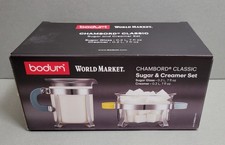 Bodum Chambord Classic Sugar & Creamer Set - Blue/Yellow Handles RARE