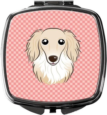 Caroline's Treasures BB1212SCM Checkerboard Pink Longhair Creme Dachshund Compac