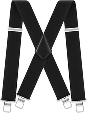 Mens Suspenders 2 Inch Wide X-Back Braces with 4 Strong