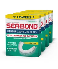 Sea-Bond Secure Denture Adhesive Seals, Fresh Mint Lowers, Zinc-Free, All-Day-Ho