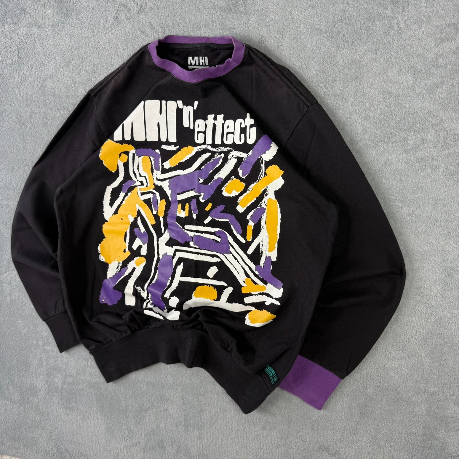 VTG Maharishi 2000's Y2K MHI Effect Black & Purple Oversized Medium Sweatshirt image 4