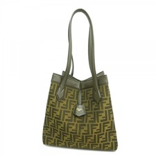 Auth 6db1752 FENDI Tote Bag Zucca Origami Nylon Canvas Brown Gold metal fi...