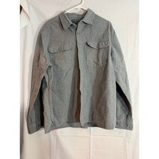 Eddie Bauer Bristol Flannel Shirt Men 2XL Gray 100 Cotton Long Sleeve Button-Up