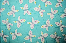 1 Yards Butterflies on Light Blue Flannel Fabric 49" X 44"