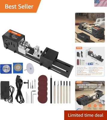 Portable DIY Mini Lathe with 7-Speed Control - Ideal for Woodworking Projects