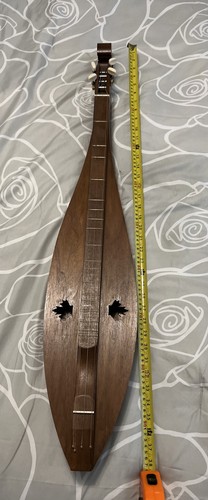 Handmade Black Walnut 4-String Teardrop Mountain Dulcimer With Mapleleaf Cut Out
