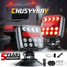 2X wireless Trailer Lights Magnetic LED Tow Light Turn Signal Brake Reverse Stop
