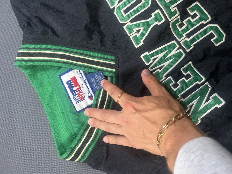 Chaqueta Mediana De Colección New York Jets Pro Line Champion Niños Línea Lateral Oficial NFL Jets Foto 3 de 4